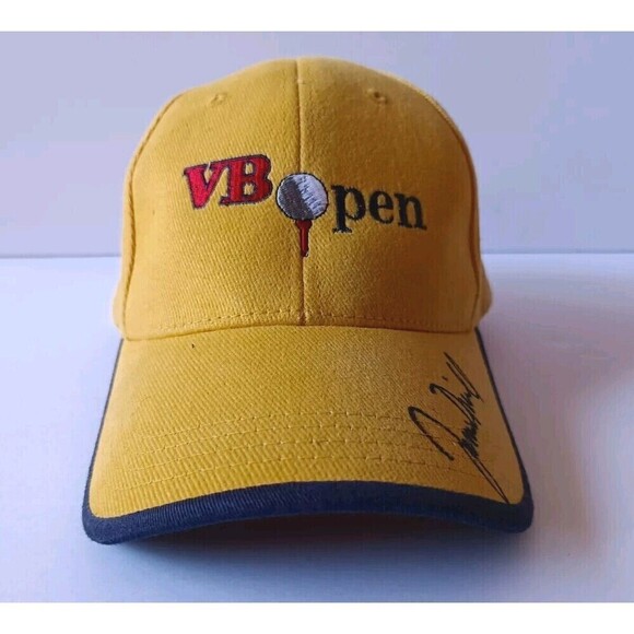 PGA Tour Other - PGA Tour Golf Hat Men's Adjustable Autographed Yellow Embroidered